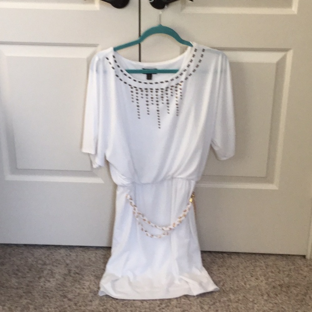 Above the knee gold trim dress